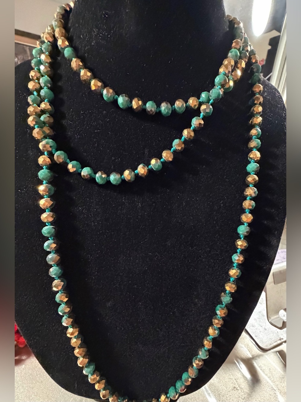 Turquoise and Gold Beaded Layered Necklace